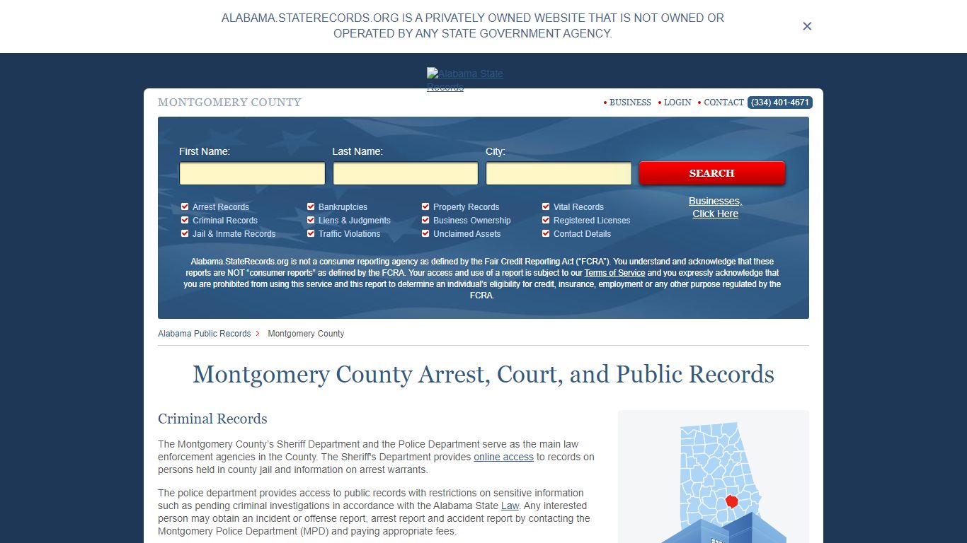 Montgomery County Arrest, Court, and Public Records